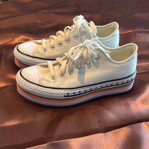 Converse White Canvas Platform Sneakers